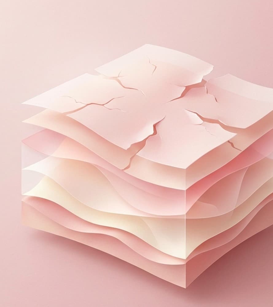 Ilustración de las capas del tejido vulvar afectado por liquen escleroso