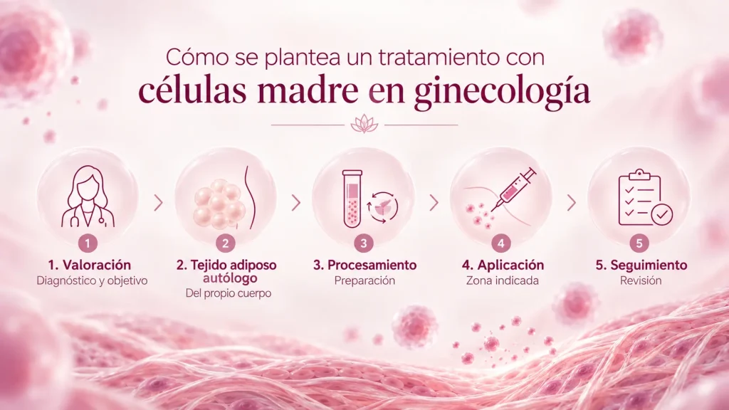 Infografía sobre cómo se plantea un tratamiento con células madre en ginecología